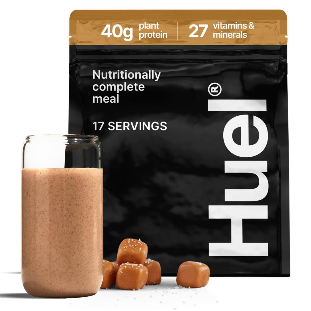 imageHuel Black Edition  Salted Caramel 40g Vegan Protein Powder  Nutritionally Complete Meal  27 Vitamins and Minerals Gluten Free  17 Servings  Scoop not included to reduce plasticSalted Caramel