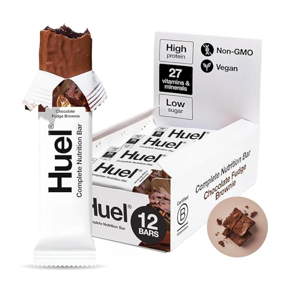 imageHuel Complete Nutrition Vegan Protein Bars  Fudge Brownie  13g Protein  27 Vitamins amp Minerals 2g Sugar NonGMO 100 Plant Based Snack  12 Pack