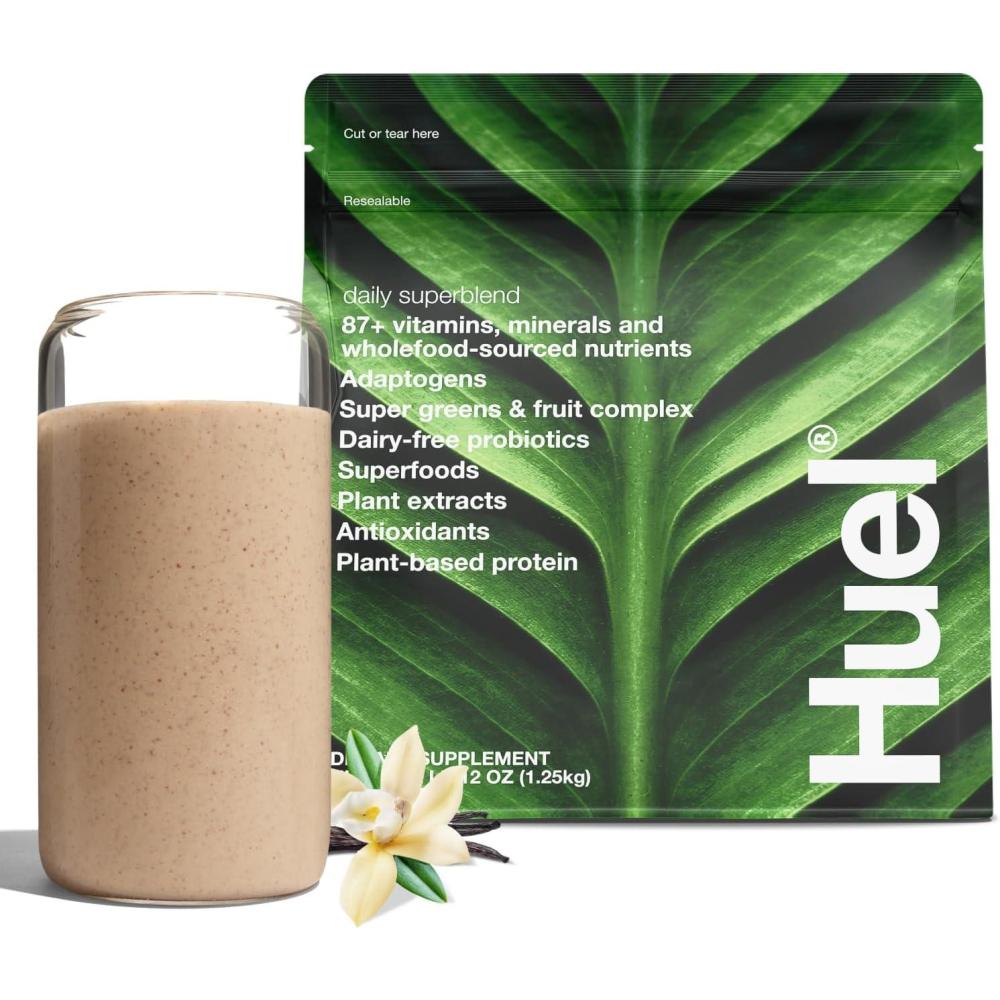 imageHuel Daily Superblend Chocolate Powder  25g Plant Based Protein  Super Greens Powder  87 Vitamins Minerals and WholefoodSourced Ingredients 19 ServingsVanilla