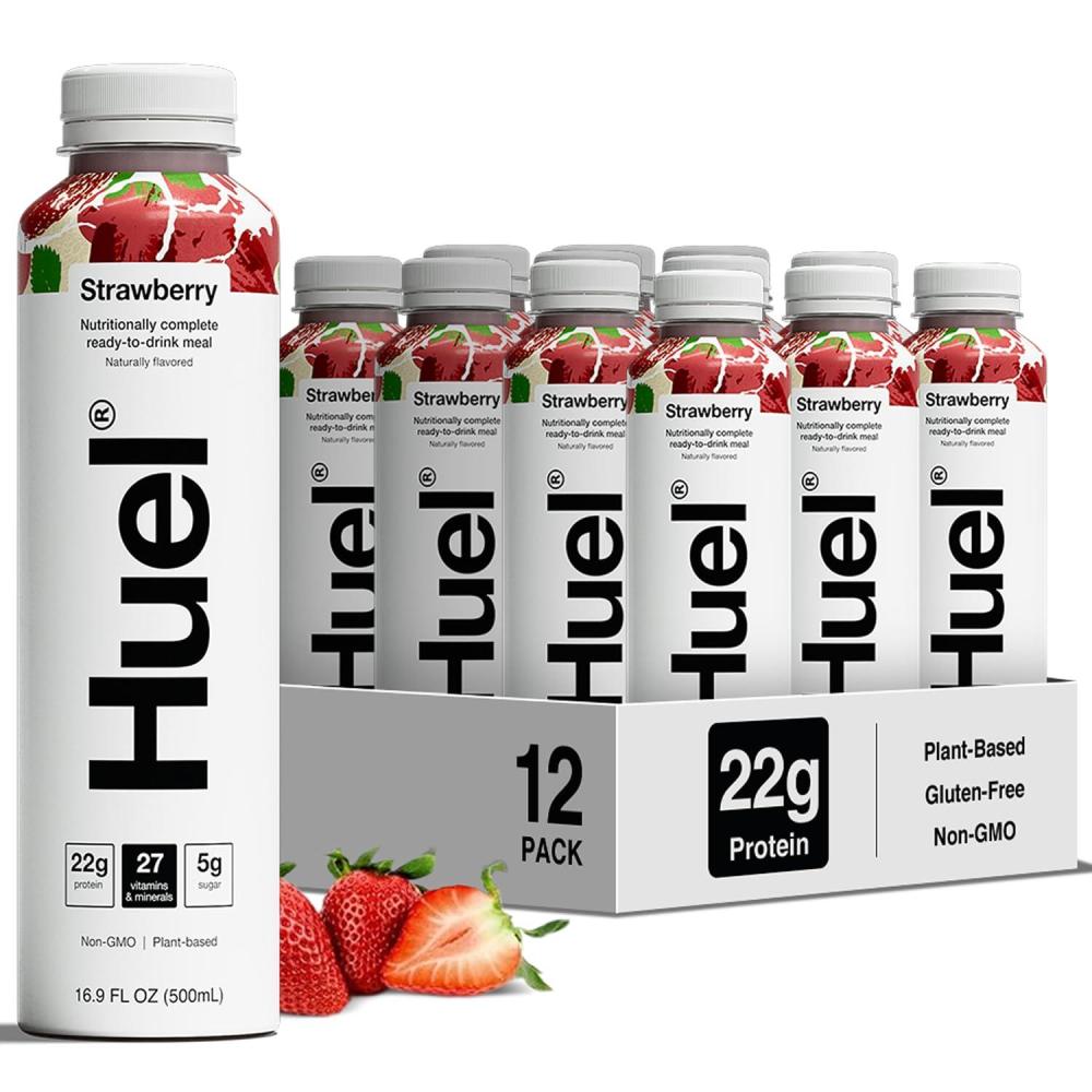 imageHuel ReadytoDrink  Salted Caramel Meal Replacement Drink  High Protein Drink  Nutritionally Complete Low Sugar High Fiber Plant Based Vegan Healthy  22g Protein Per Bottle 169 Fl Oz 12 PackStrawberry Shortcake