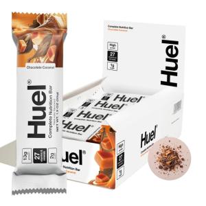 Huel Complete Nutrition Vegan Protein Bars | Chocolate Caramel | 13g Protein | 27 Vitamins & Minerals, 2g Sugar, Non-GMO, 100% Plant Based Snack | 12 Pack(Chocolate Caramel)