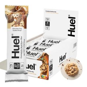 Huel Complete Nutrition Vegan Protein Bars | Chocolate Caramel | 13g Protein | 27 Vitamins & Minerals, 2g Sugar, Non-GMO, 100% Plant Based Snack | 12 Pack(Cookie Dough)