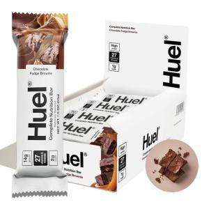 Huel Complete Nutrition Vegan Protein Bars | Chocolate Caramel | 13g Protein | 27 Vitamins & Minerals, 2g Sugar, Non-GMO, 100% Plant Based Snack | 12 Pack(Fudge Brownie)