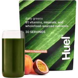 Huel Daily Greens Peach Passionfruit | Superfood Greens Powder | 91 Vitamins, Minerals, and Wholefood-Sourced Ingredients | Adaptogens, Antioxidants, Gut-Friendly Probiotics | 30 Servings(Peach Passionfruit)
