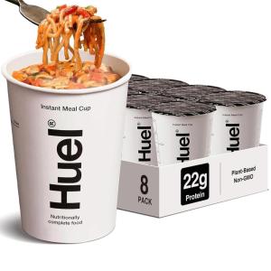 Huel Hot and Savory Cups | Cajun Pasta | 25g Protein Plant Based Instant Meal | 27 Vitamins and Minerals | 100% Nutritionally Complete | 8 Cups(Spicy Gochujang Noodles)