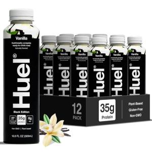 Huel Ready-to-Drink | Salted Caramel Meal Replacement Drink | High Protein Drink | Nutritionally Complete, Low Sugar, High Fiber, Plant Based, Vegan, Healthy | 22g Protein Per Bottle, 16.9 Fl Oz (12 Pack)(Black Edition Vanilla)