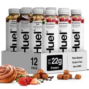 Huel Ready-to-Drink | Salted Caramel Meal Replacement Drink | High Protein Drink | Nutritionally Complete, Low Sugar, High Fiber, Plant Based, Vegan, Healthy | 22g Protein Per Bottle, 16.9 Fl Oz (12 Pack)(Variety Pack 2)