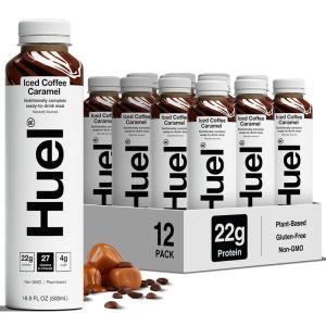 Huel Ready-to-Drink | Salted Caramel Meal Replacement Drink | High Protein Drink | Nutritionally Complete, Low Sugar, High Fiber, Plant Based, Vegan, Healthy | 22g Protein Per Bottle, 16.9 Fl Oz (12 Pack)(Iced Coffee Caramel)