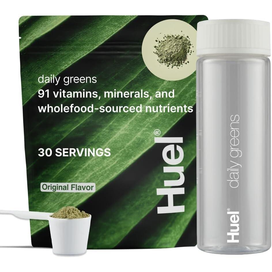 imageHuel Daily Greens Bundle  Original Daily Greens Bag  Bottle  30 Servings  Superfood Greens Powder  91 Vitamins Minerals and WholefoodSourced Ingredient