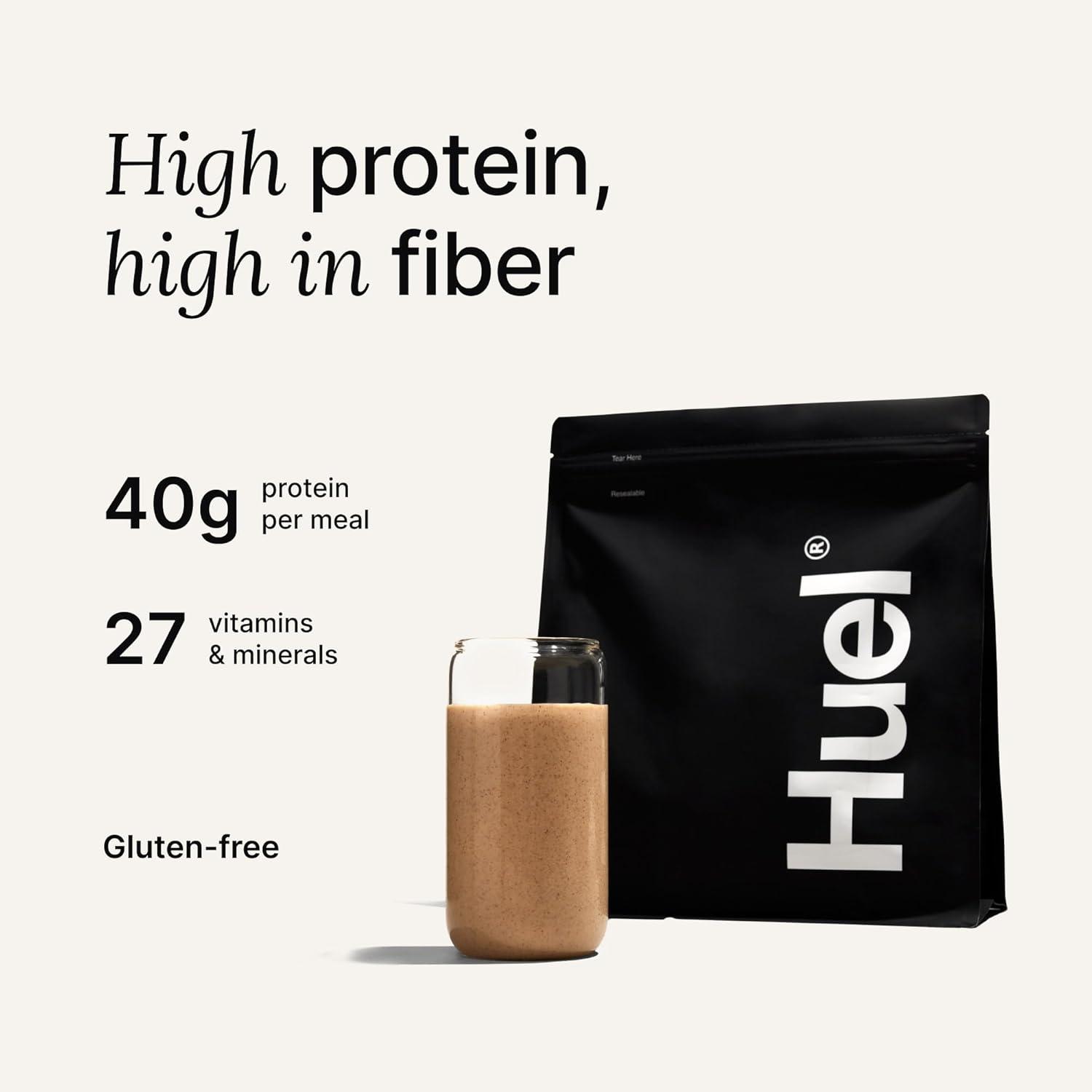 imageHuel Black Edition Variety Pack 40g Vegan Protein Powder Nutritionally Complete Meal Replacement 27 Vitamins and Minerals Gluten Free 16 Single Serving PacketsChocolate