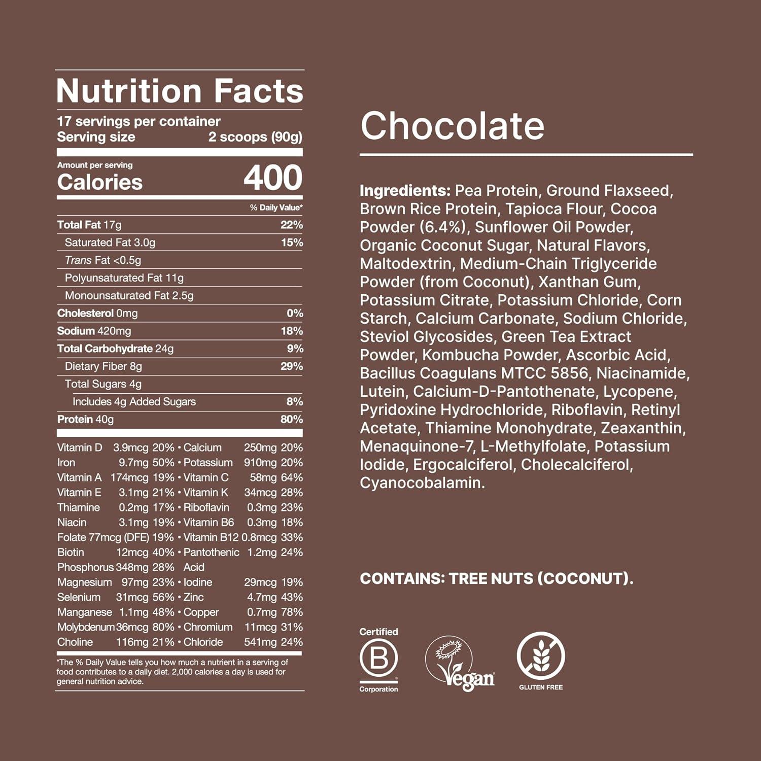 imageHuel Black Edition Variety Pack 40g Vegan Protein Powder Nutritionally Complete Meal Replacement 27 Vitamins and Minerals Gluten Free 16 Single Serving PacketsChocolate