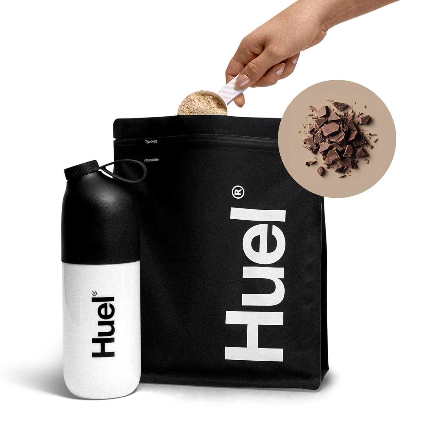 imageHuel Black Edition Variety Pack 40g Vegan Protein Powder Nutritionally Complete Meal Replacement 27 Vitamins and Minerals Gluten Free 16 Single Serving PacketsChocolate