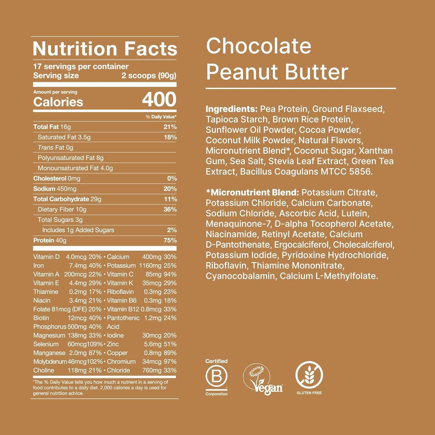 imageHuel Black Edition Variety Pack 40g Vegan Protein Powder Nutritionally Complete Meal Replacement 27 Vitamins and Minerals Gluten Free 16 Single Serving PacketsChocolate Peanut Butter