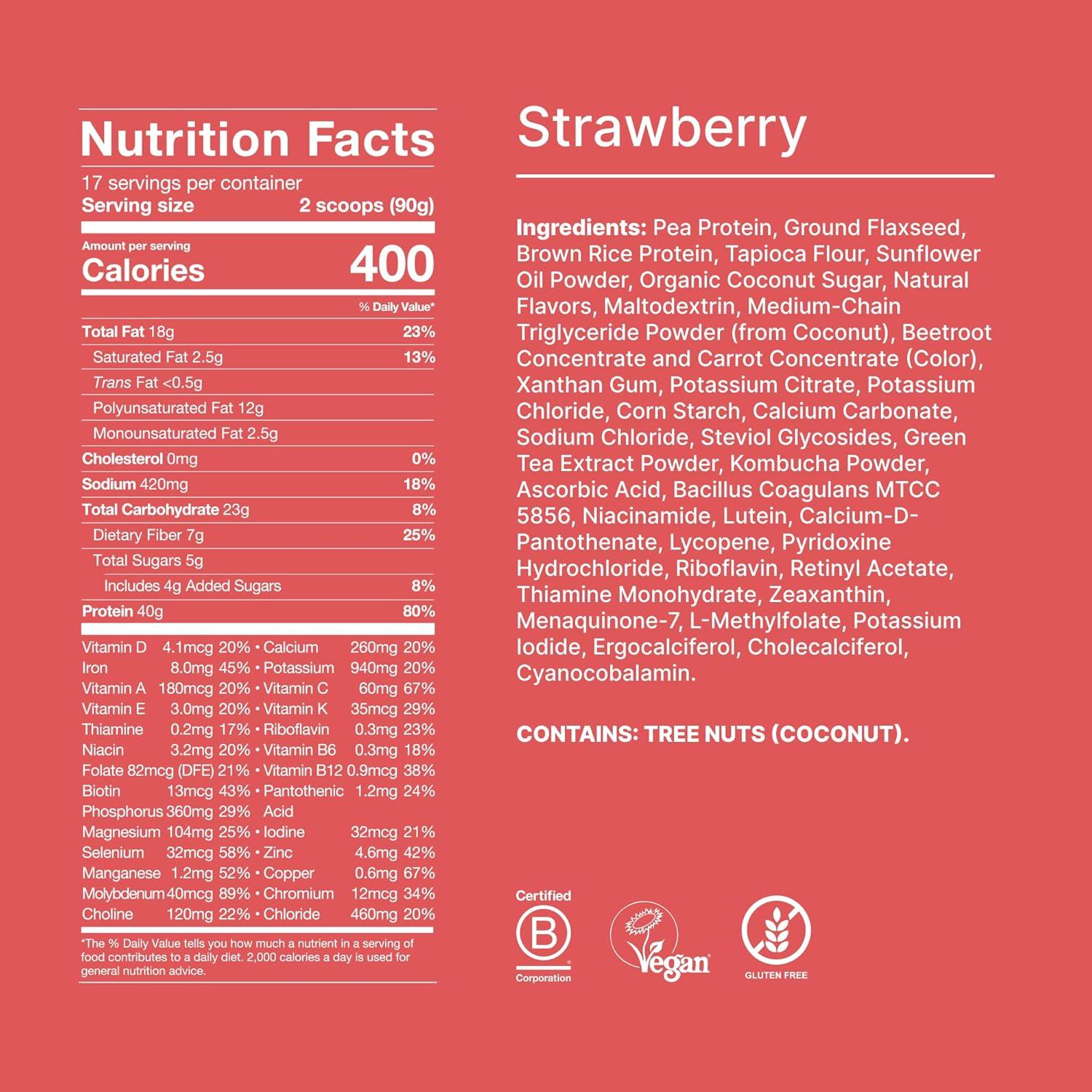 imageHuel Black Edition Variety Pack 40g Vegan Protein Powder Nutritionally Complete Meal Replacement 27 Vitamins and Minerals Gluten Free 16 Single Serving PacketsStrawberry