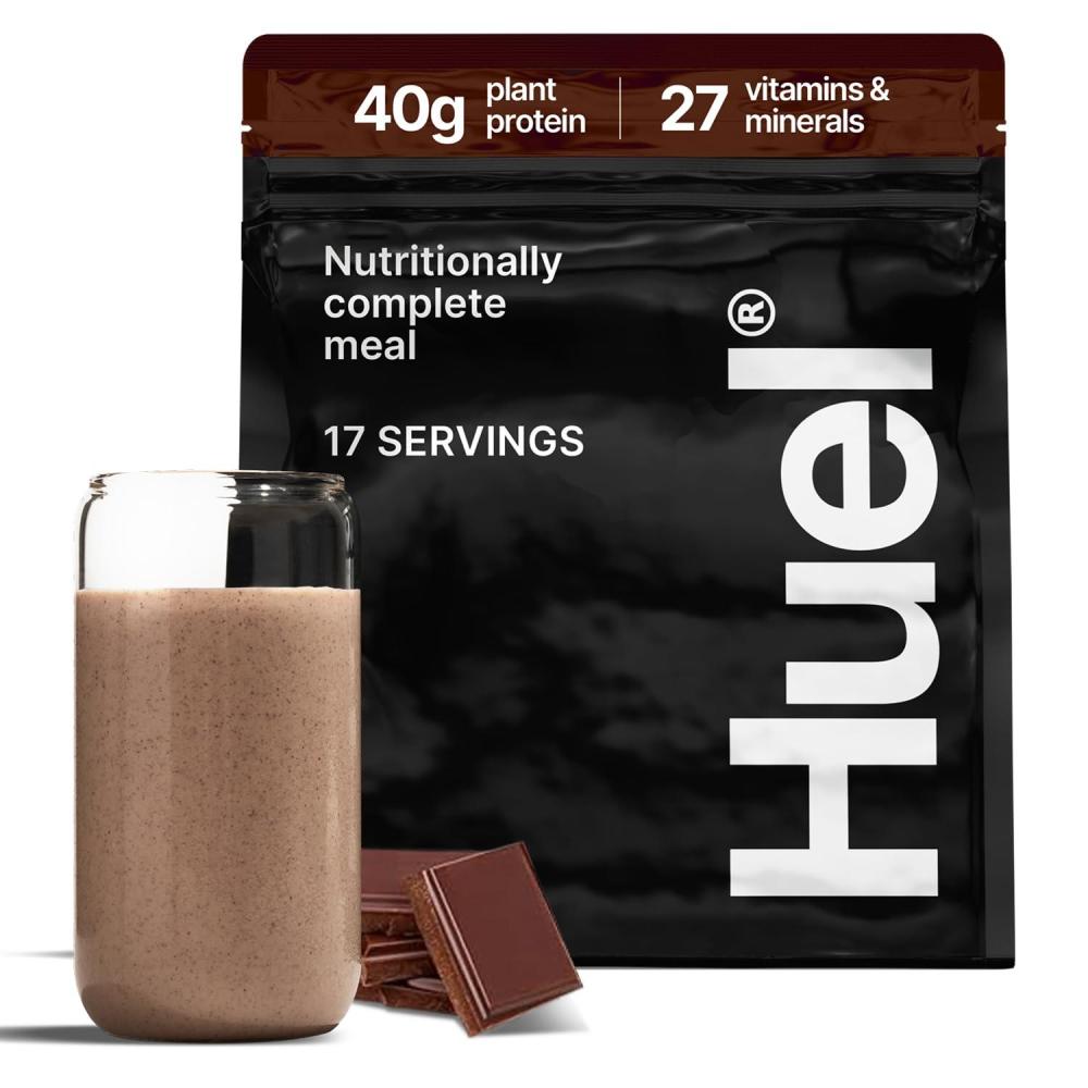 imageHuel Black Edition Variety Pack 40g Vegan Protein Powder Nutritionally Complete Meal Replacement 27 Vitamins and Minerals Gluten Free 16 Single Serving PacketsChocolate