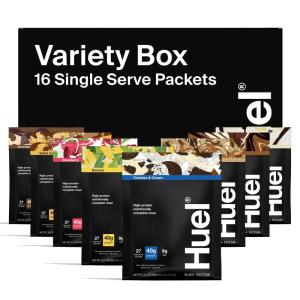 Huel Black Edition | Variety Pack 40g Vegan Protein Powder | Nutritionally Complete Meal Replacement | 27 Vitamins and Minerals, Gluten Free | 16 Single Serving Packets(Variety)