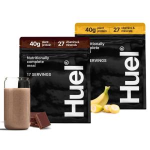 Huel Black Edition Bundle | Chocolate + Banana 40g Vegan Protein Powder | Nutritionally Complete Meal Replacement | 27 Vitamins and Minerals, Gluten Free