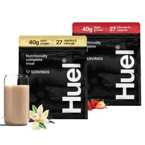 Huel Black Edition Bundle | Vanilla + Strawberry 40g Vegan Protein Powder | Nutritionally Complete Meal Replacement | 27 Vitamins and Minerals, Gluten Free