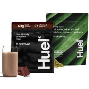Huel 2-Pack | Black Edition Chocolate + Daily Greens Original | Nutritionally Complete Meal Replacement + Superfood Greens Powder