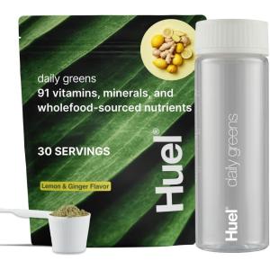 Huel Daily Greens Bundle | Lemon & Ginger Daily Greens Bag + Bottle | 30 Servings | Superfood Greens Powder | 91 Vitamins, Minerals, and Wholefood-Sourced Ingredient
